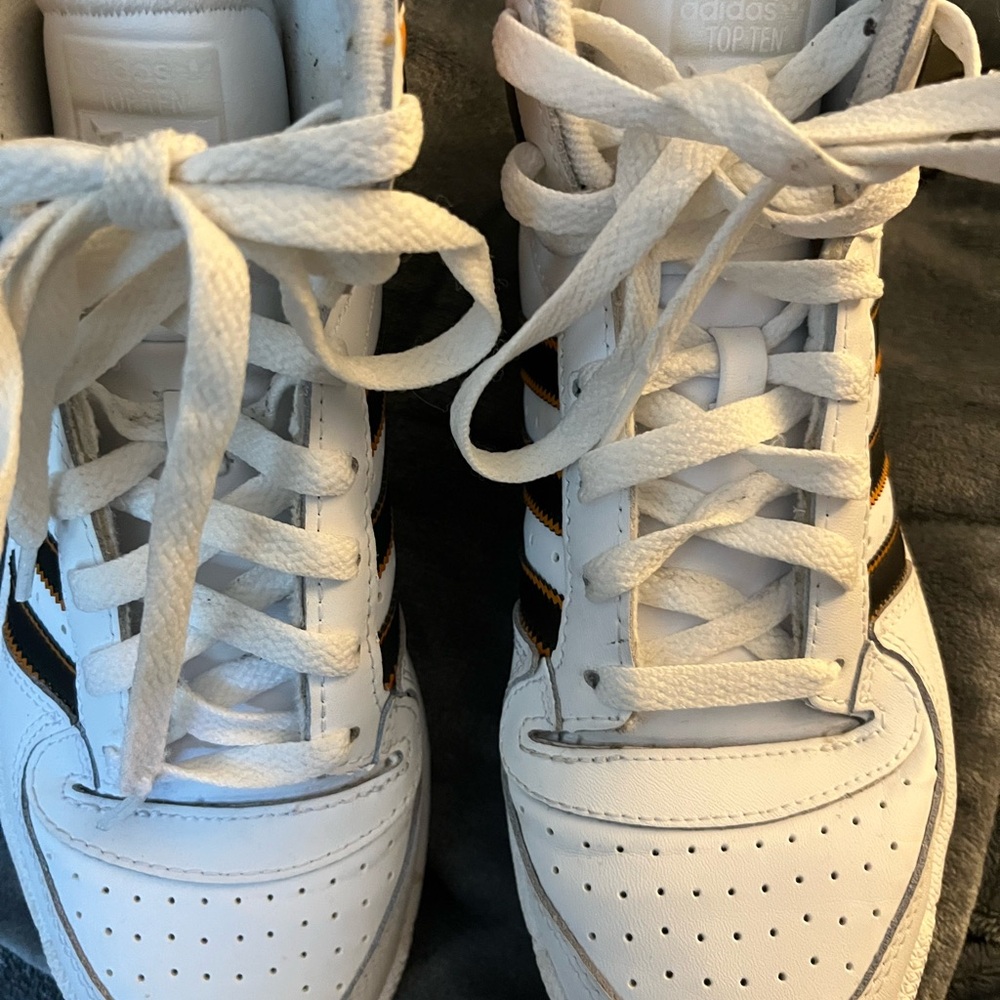 Adidas White and Orange Striped Sneakers